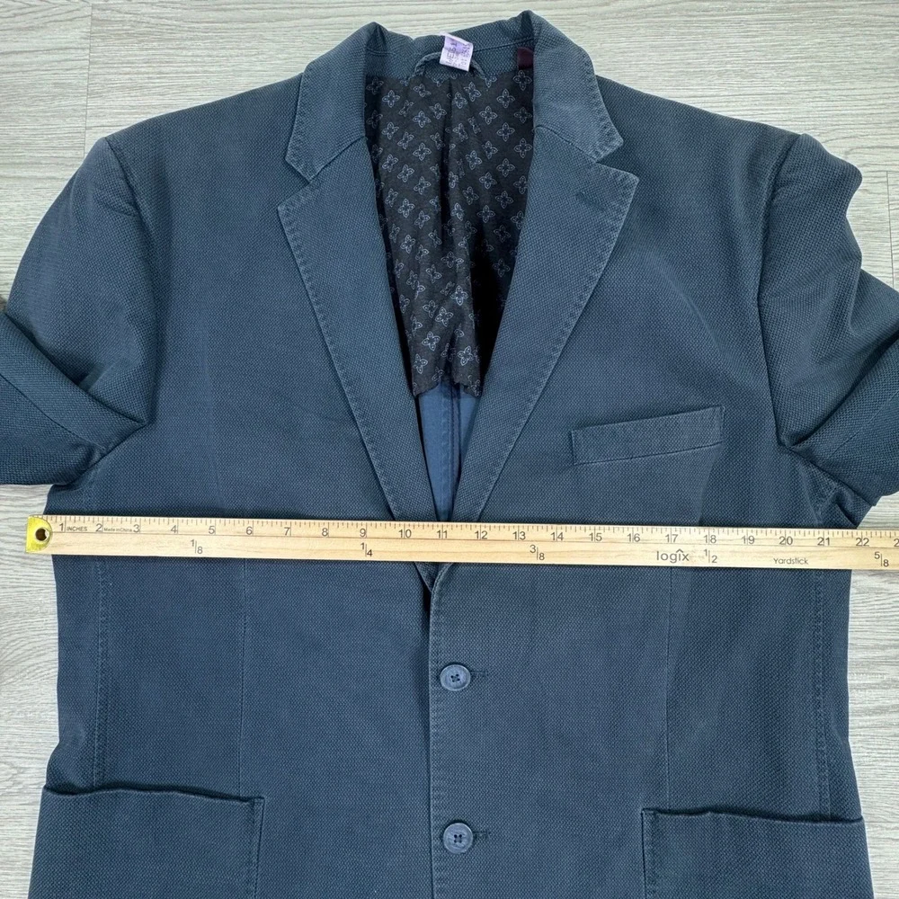 Johnston & Murphy Men Blazer Jacket Blue Large Cotton Blend Two Button Casual